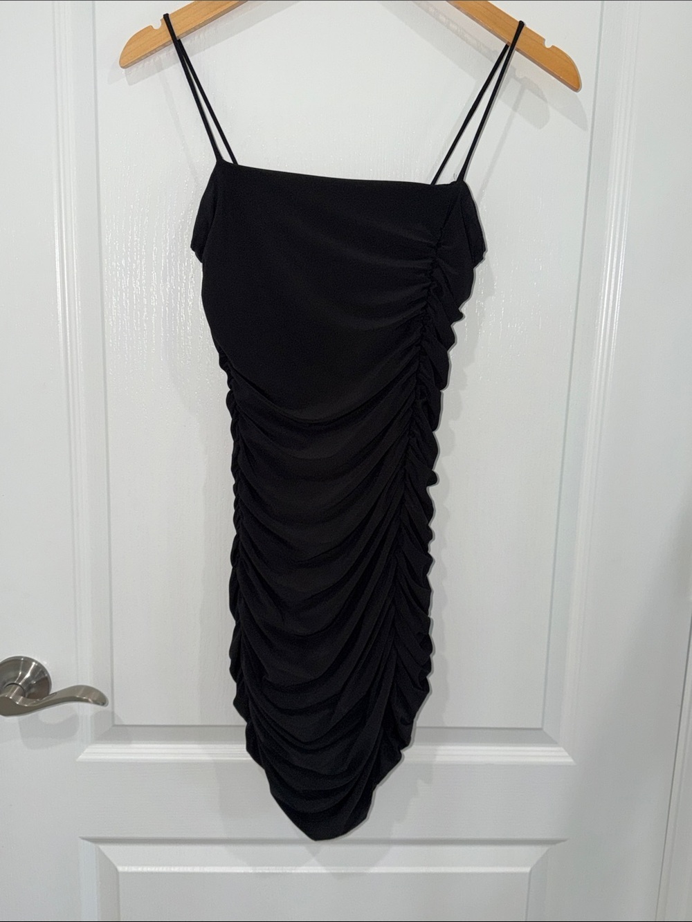 Windsor Black Ruched Mini Dress with  Spaghetti Straps bodycon small
Cocktail